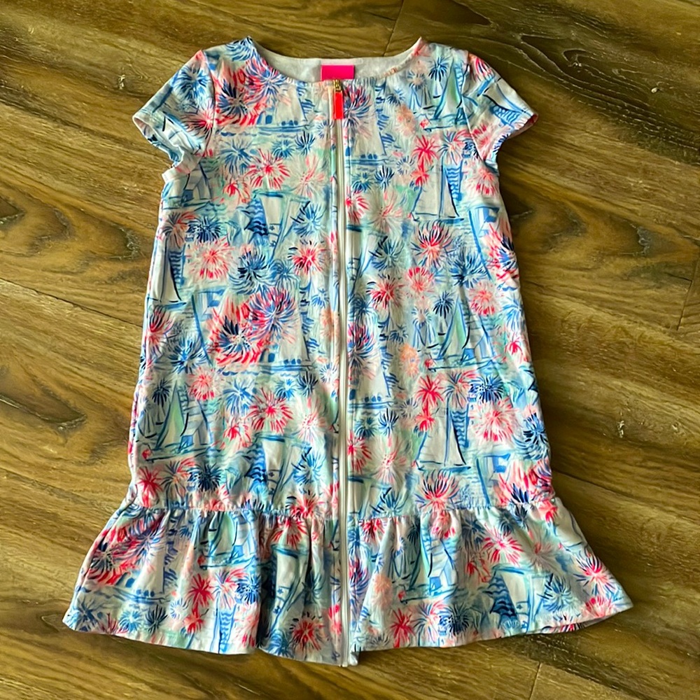 Lilly Pulitzer Girls Ivy Cover-up in Crew Blue Tint Sea to Shining Sea